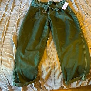 Ladies size 8, olive green "paper bag" style pant.